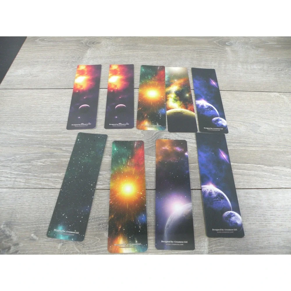 9 PC Galaxy Space Theme Bookmarks Creanoso Set Universe Nebula Planets Stars